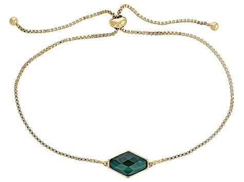 Malachite 18k Yellow Gold Over Sterling Silver Bolo Bracelet 2.64ct
