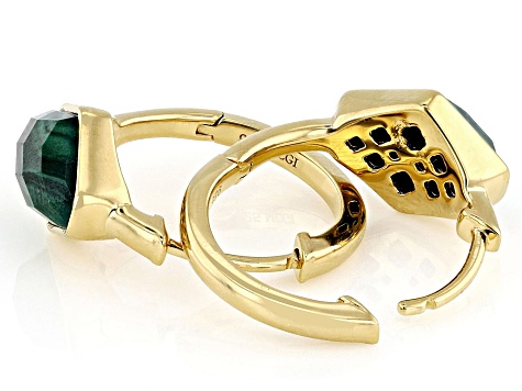 Malachite 18k Yellow Gold Over Sterling Silver Earrings 5.22ctw