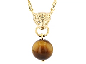 Brown Tiger's Eye 18K Yellow Gold Over Sterling Silver Necklace