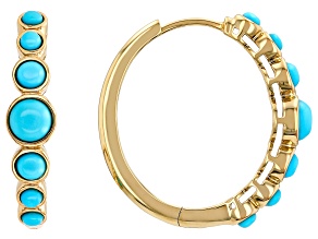 Blue Sleeping Beauty Turquoise 18K Yellow Gold Over Sterling Silver Hoop Earrings