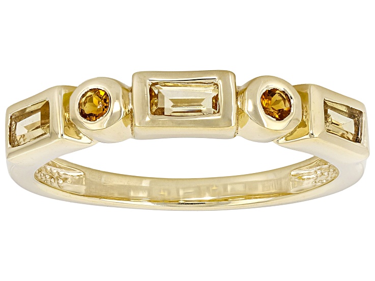 Yellow Citrine with Orange Madeira Citrine 18K Yellow Gold Over Sterling Silver Ring 0.37ctw