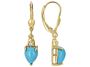Blue Sleeping Beauty Turquoise 18K Yellow Gold Over Silver Earrings 0.04ctw