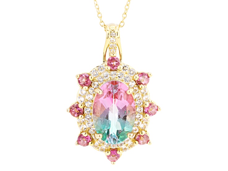 Jtv Watermelon Rings Multi Color Watermelon Topaz 18K Yellow Gold Over Sterling Silver ...