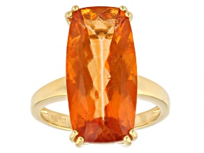 Mandarin Orange Topaz 18K Yellow Gold Over Sterling Silver Solitaire Ring 11.43ctw