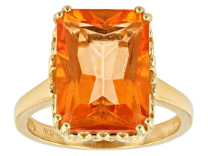 Mandarin Orange Topaz 18K Yellow Gold Over Sterling Silver Solitaire Ring 7.20ct