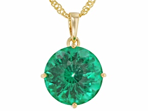 Emerald Glow Topaz 18K Yellow Gold Over Sterling Silver Pendant with Chain 6.30ct