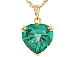 Emerald Glow Topaz 18K Yellow Gold Over Sterling Silver Heart Pendant with Chain 7.38ct