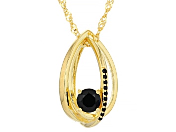 Picture of Black Spinel 18k Yellow Gold Over Sterling Silver Pendant With Chain 0.52ctw