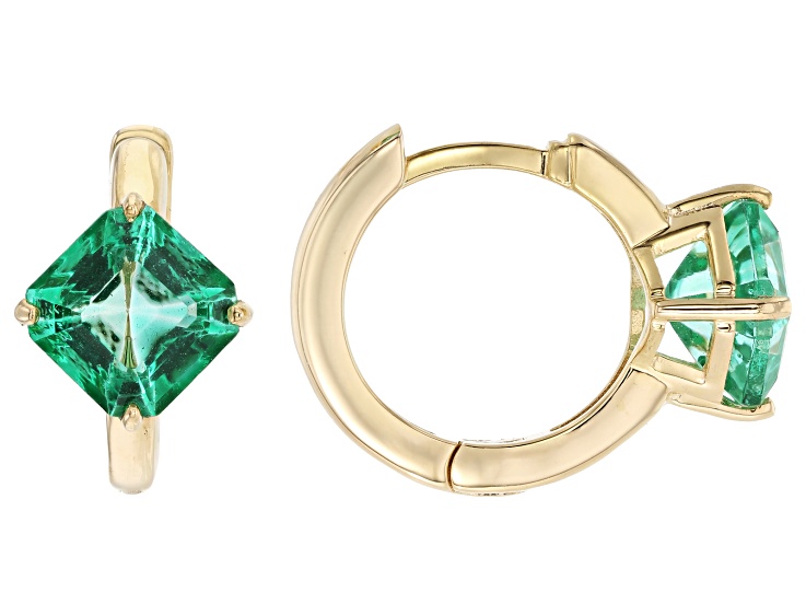 Emerald Glow Topaz 18K Yellow Gold Over Sterling Silver Hoop Earrings 3.96ctw