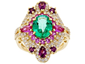 Emerald Glow Topaz 18K Yellow Gold Over Sterling Silver Ring 5.44ctw