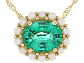 Emerald Glow Topaz 18K Yellow Gold Over Silver Pendant with chain 4.23ctw