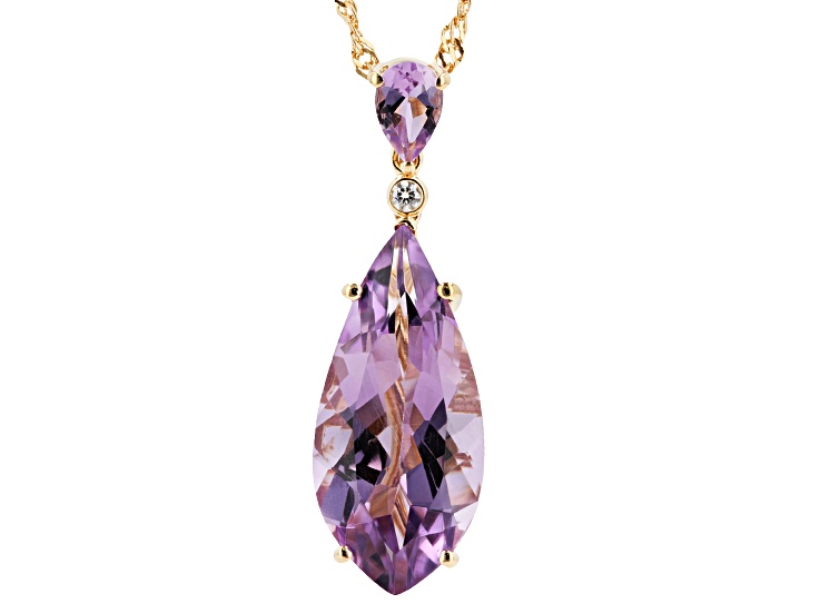 Lavender Amethyst 18K Yellow Gold Over Sterling Silver Pendant with Chain 5.84ctw