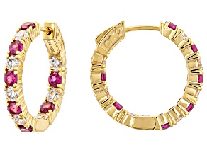 Grape Color Garnet 18K Yellow Gold Over Sterling Silver Earrings 3.29ctw