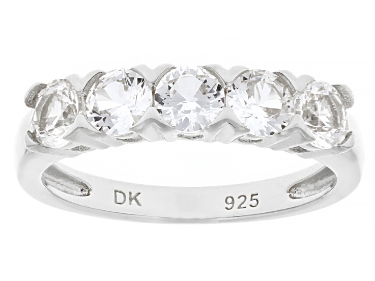 White Lab Created Sapphire Rhodium Over Sterling Silver Ring