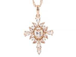 Peach Morganite 18K Rose Gold Over Silver Pendant with Chain 1.48ctw