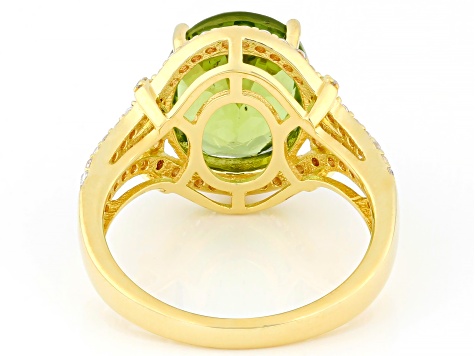 Peridot With White Zircon 18k Yellow Gold Over Sterling Silver