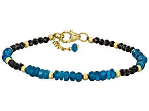 Neon apatite with Black Spinel 18k Yellow Gold Over Sterling Silver Bracelet 18.00ctw