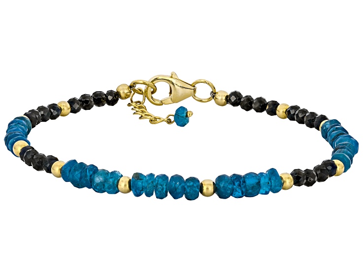 Neon apatite with Black Spinel 18k Yellow Gold Over Sterling Silver Bracelet 18.00ctw