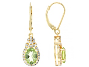 Peridot With White Zircon 18k Yellow Gold Over Sterling Silver Earrings 2.52ctw