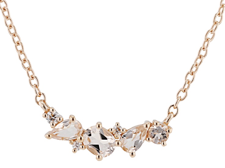Peach Morganite With White Moissanite 18K Rose Gold Over Sterling Silver Necklace 0.64ctw