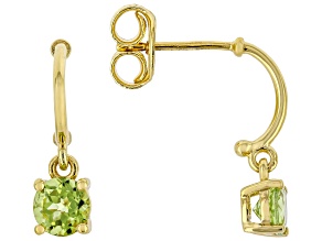 Green Peridot 18K Yellow Gold Over Sterling Silver Dangle Earrings. 0.97ctw