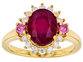 Red Mahaleo(R) Ruby 18K Yellow Gold Over Sterling Silver Ring 3.47ctw