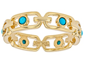 Sleeping Beauty Turquoise 18K Yellow Gold Over Sterling Silver Ring