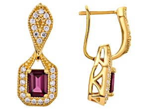Grape Color Garnet 18K Yellow Gold Over Sterling Silver Earrings 2.55ctw