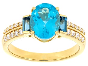 Paraiba Blue Apatite 18K Yellow Gold Over Silver Ring 1.83ctw
