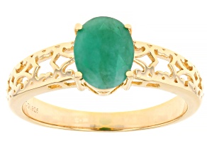 Emerald 18k Yellow Gold Over Sterling Silver Ring 1.13ct