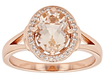 Picture of Pink Morganite with White Lab Grown Diamond 18K Rose Gold Over Sterling Silver Ring 1.57ctw