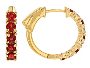 Red Anthill Garnet 18K Yellow Gold Over Sterling Silver Hoop Earrings 0.76ctw