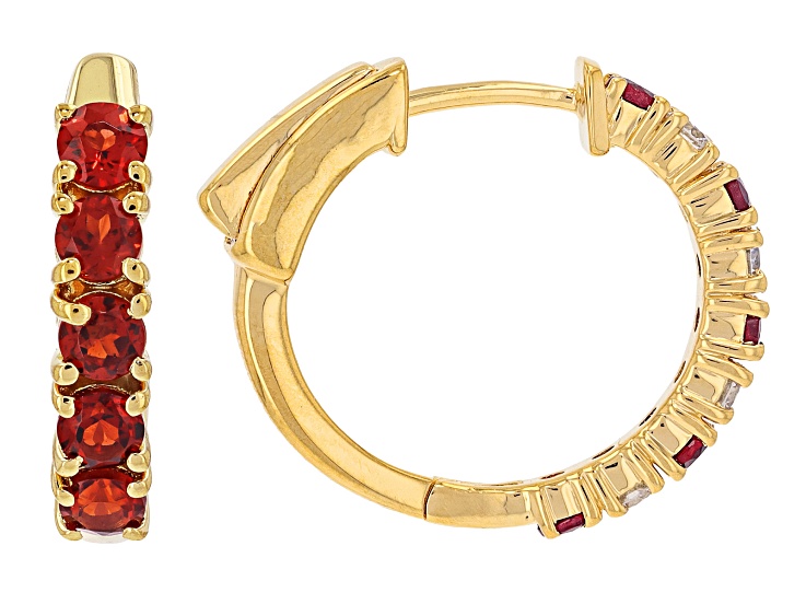 Red Anthill Garnet 18K Yellow Gold Over Sterling Silver Hoop Earrings 0.76ctw