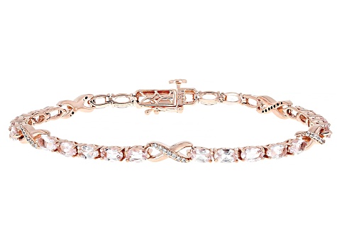 Bracelet En Zirconite Rose Avec Perles De Compte - Longueur 18 Cm, Acier Chirurgical, Occasion