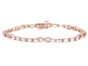 Peach Morganite With White Zircon 18k Rose Gold Over Sterling Silver Bracelet 6.41ctw