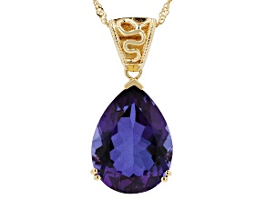 Blue Royal Iris Quartz Doublet 18K Yellow Gold Over Sterling Silver Pendant with Chain 12.75ct