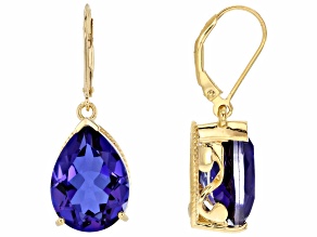Blue Royal Iris Quartz Doublet 18K Yellow Gold Over Sterling Silver Earrings 13.6ctw