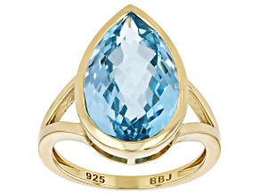 Sky Blue Topaz 18k Yellow Gold Over Sterling Silver Ring 8.93ct