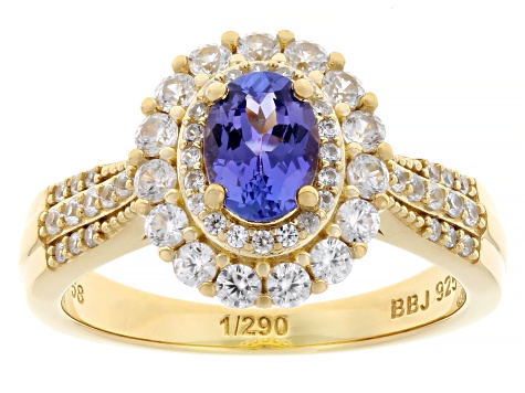 58th Anniversary Limited Edition Tanzanite, Zircon 18k Gold Over Silver Ring With Box 1.73ctw