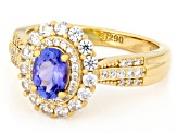 58th Anniversary Limited Edition Tanzanite, Zircon 18k Gold Over Silver Ring With Box 1.73ctw