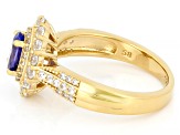 58th Anniversary Limited Edition Tanzanite, Zircon 18k Gold Over Silver Ring With Box 1.73ctw