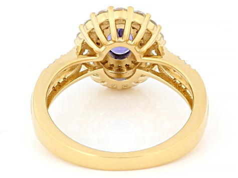 58th Anniversary Limited Edition Tanzanite, Zircon 18k Gold Over Silver Ring With Box 1.73ctw