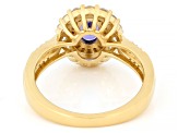 58th Anniversary Limited Edition Tanzanite, Zircon 18k Gold Over Silver Ring With Box 1.73ctw