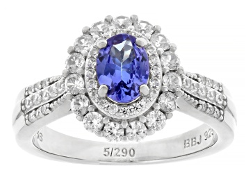 Multicolor Cubic Zirconia, Lab Blue Spinel and Lab Ruby Rhodium Over Sterling Silver Ring 5.14ctw