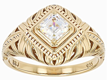 Picture of White Strontium Titanate 18k Yellow Gold Over Sterling Silver Ring 0.72ct