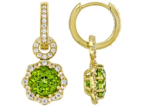 Green Meadow Topaz 18K Yellow Gold Over Sterling Silver Earrings 4.51ctw
