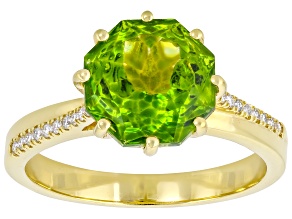 Green Meadow Topaz 18K Yellow Gold Over Sterling Silver Ring 3.00ctw