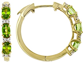 Green Meadow Topaz with White Topaz 18K Yellow Gold Over Sterling Silver Earrings 1.52ctw