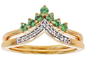 Mint Tsavorite With White Zircon 18k Yellow Gold Over Sterling Silver Ring 0.33ctw