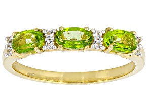 Green Meadow Topaz with White Topaz 18K Yellow Gold Over Sterling Silver Ring 0.76ctw